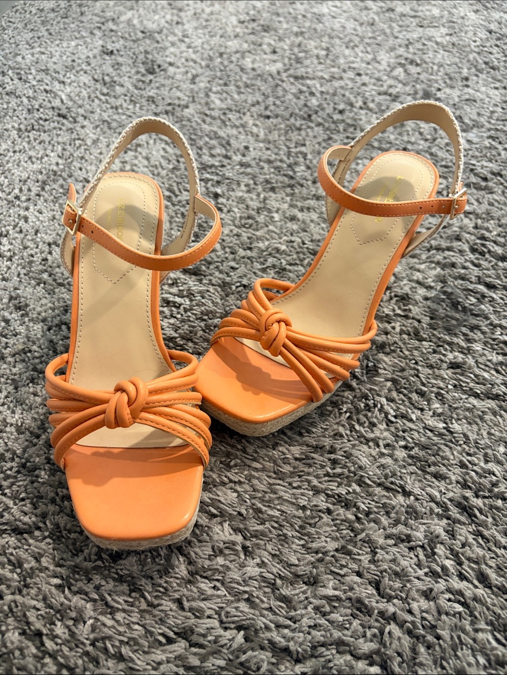 Liz Claiborne Orange Knotted Strap Wedge Sandals
